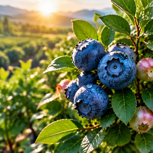 Blueberries on a processing and packing line