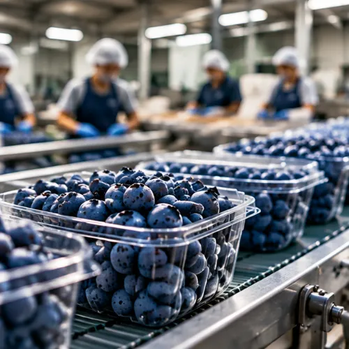 Organised berry orchard with cultivated rows